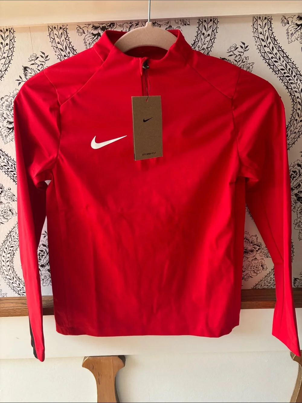 Nike Storm Dry Fit Red Kids' Sport zip up with White Swoosh
